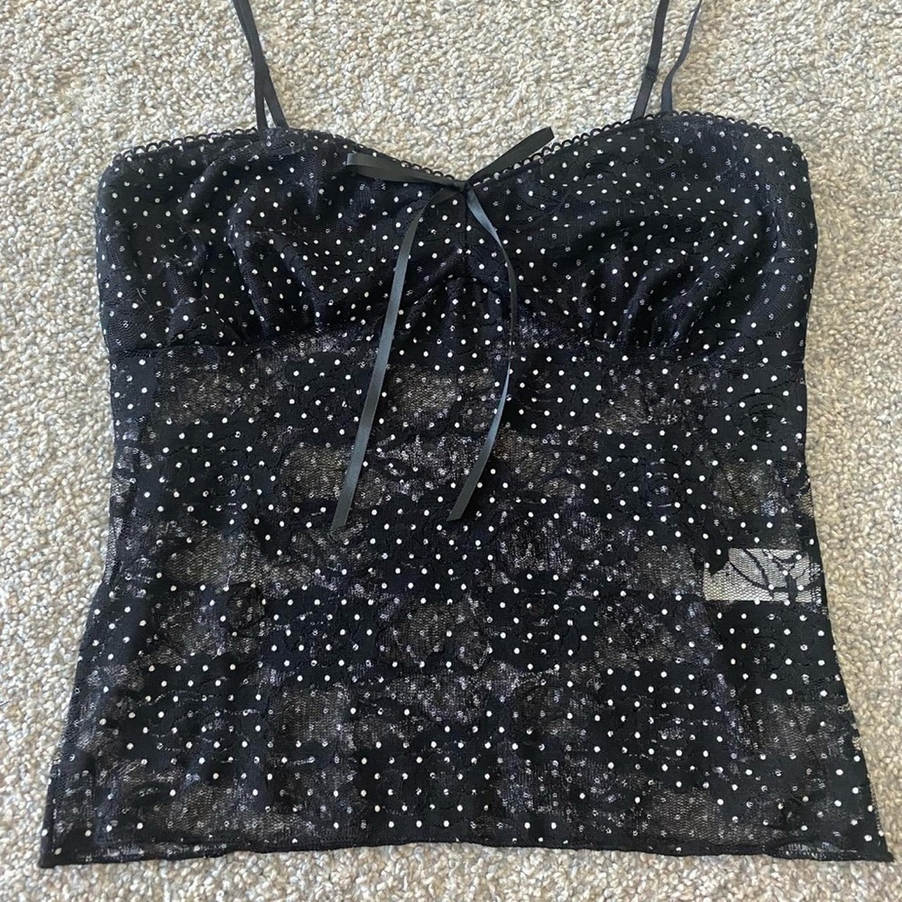 Black and Silver Polka Dot Women's Top